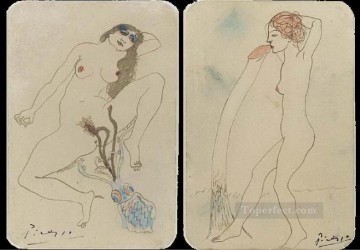 Pablo Picasso Painting - Dos dibujos eróticos Dos dibujos eróticos 1903 cubista Pablo Picasso